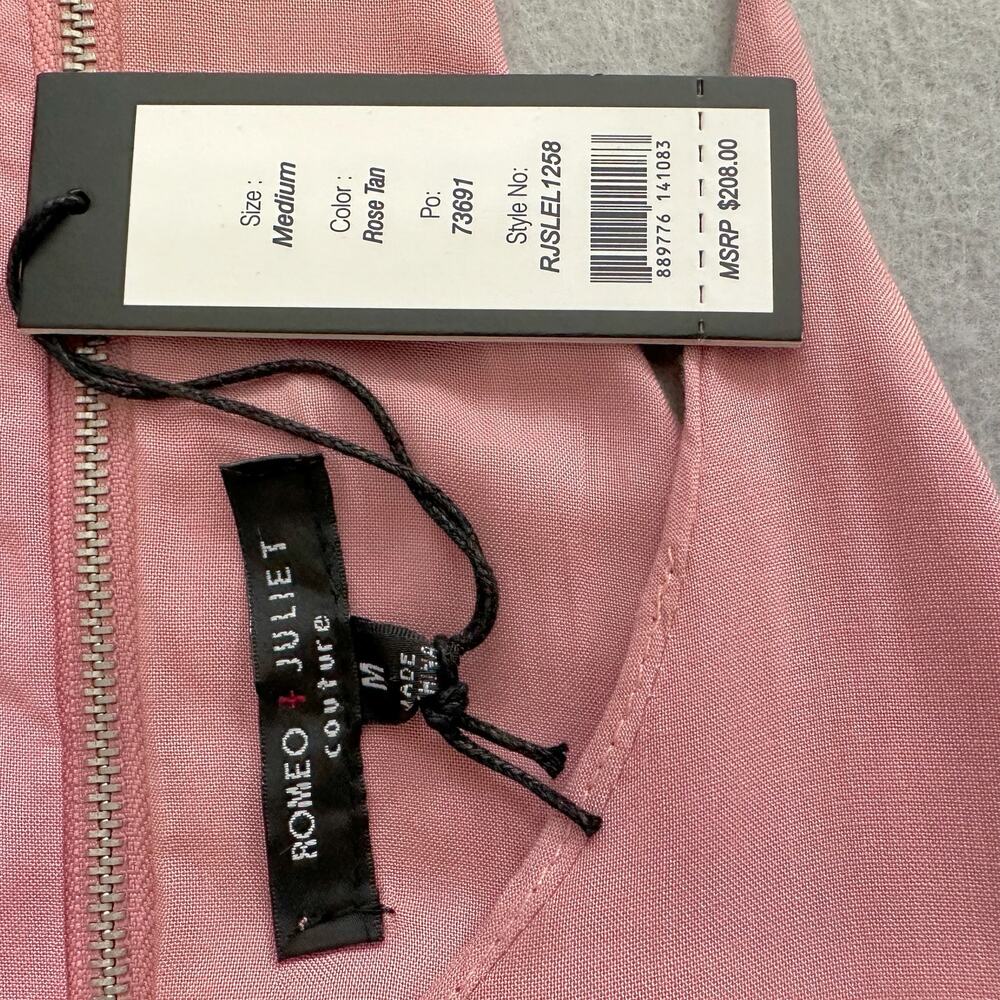 Romeo and Juliet Couture Rose Tan Swing Cutaway Trapeze Mini Dress Tunic Sz Med - Picture 7 of 12